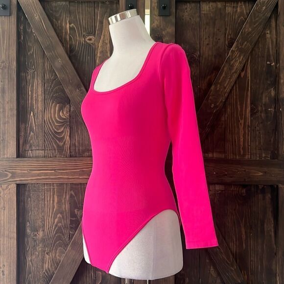 Bodysuit Sexy Ribbed Long Sleeve Square Neck One Piece Bodysuit hourglass snatch - Picture 7 of 12